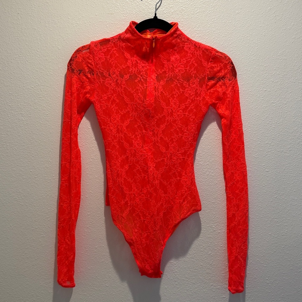Skims Laced Long Sleeved Thong Bodysuit NWT